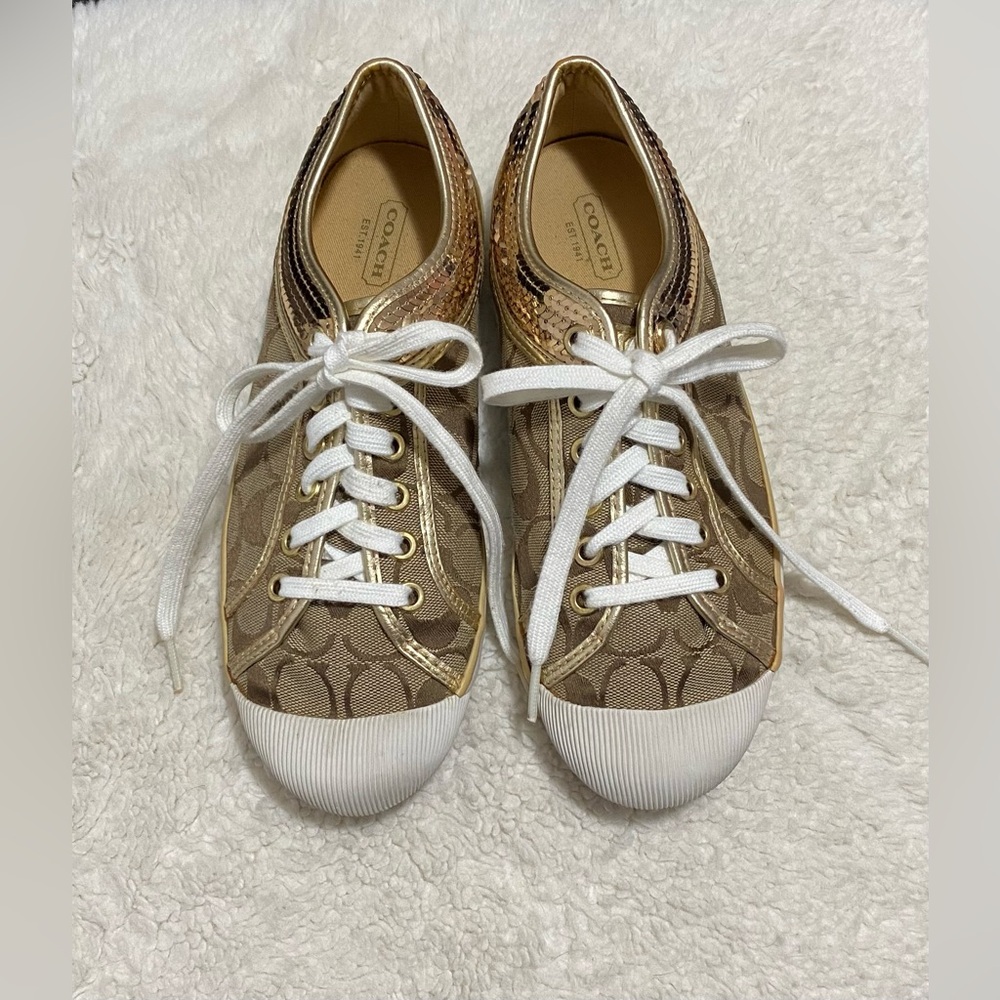 Coach Women's Brown and White Sneakers
